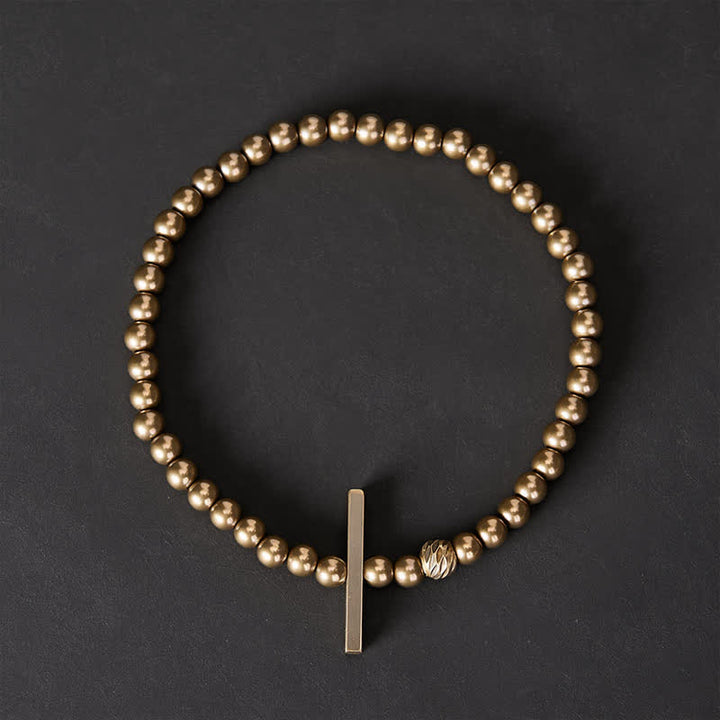 Buddha Stones Bracelet de guérison en laiton avec perles rondes de 4 mm - image 1