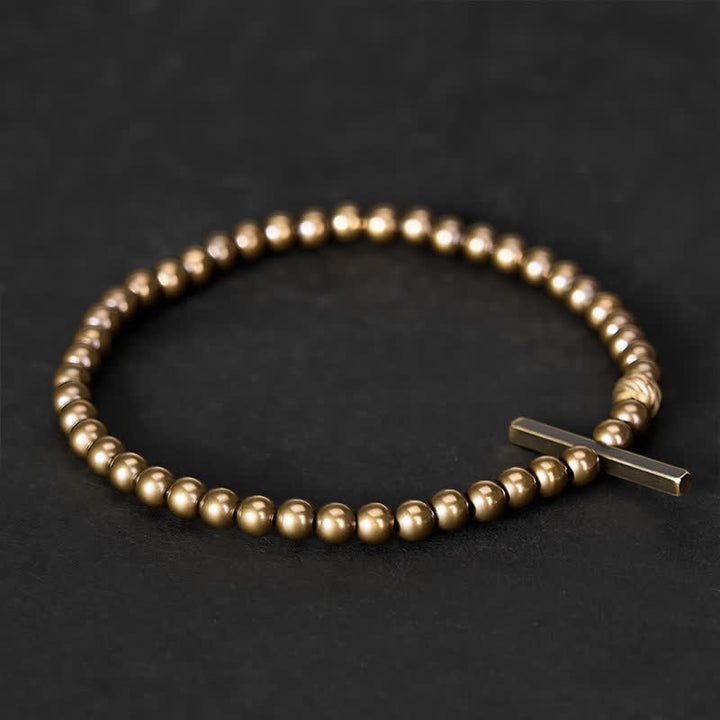 Buddha Stones Bracelet de guérison en laiton avec perles rondes de 4 mm - image 2