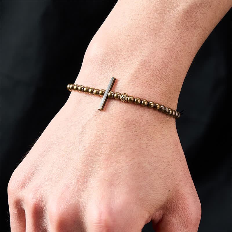 Buddha Stones Bracelet de guérison en laiton avec perles rondes de 4 mm - image 4