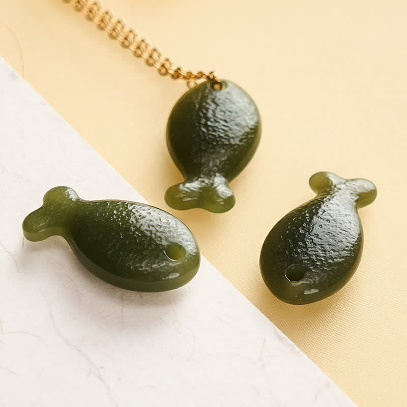 Buddha Stones Collier pendentif Jade Little Fish Luck sculpté à la main - image 8