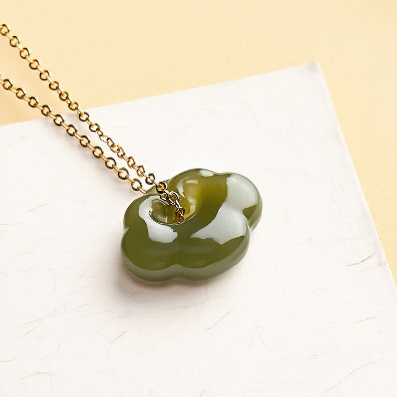 Buddha Stones Collier pendentif vintage Jade Auspicious Cloud Lock Luck - image 1