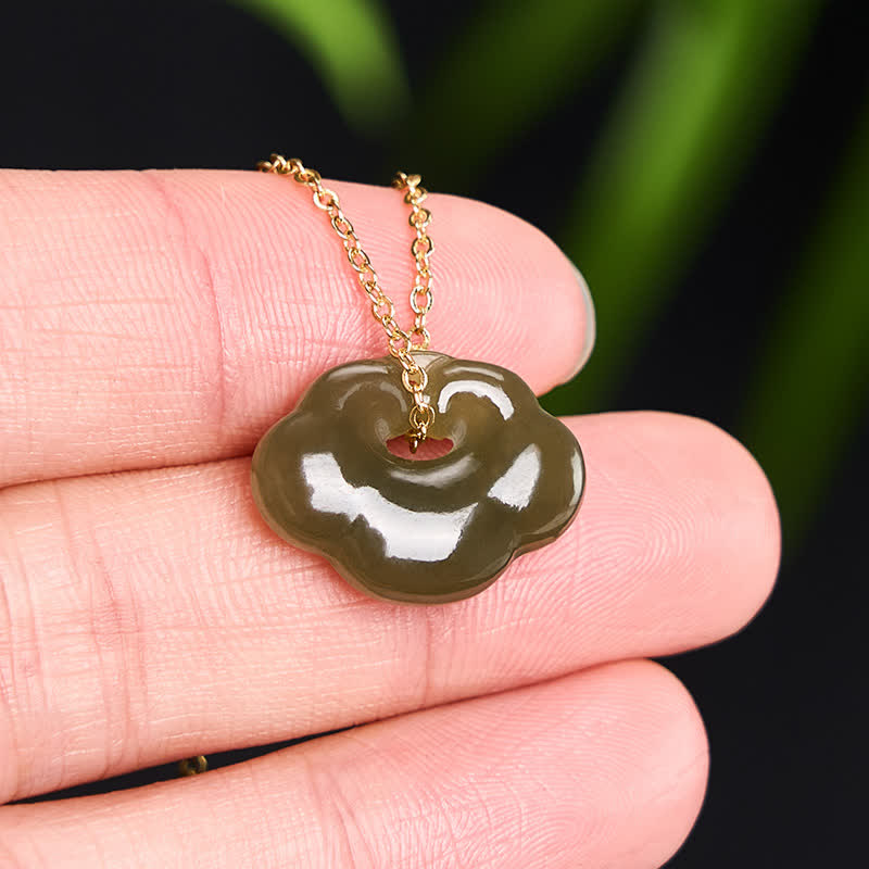 Buddha Stones Collier pendentif vintage Jade Auspicious Cloud Lock Luck - image 3