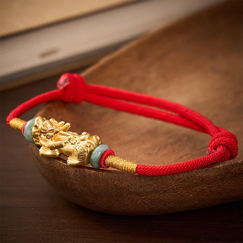 Buddha Stones Bracelet Pi Xiu en cuivre, symbole de richesse, en fil rouge - image 3