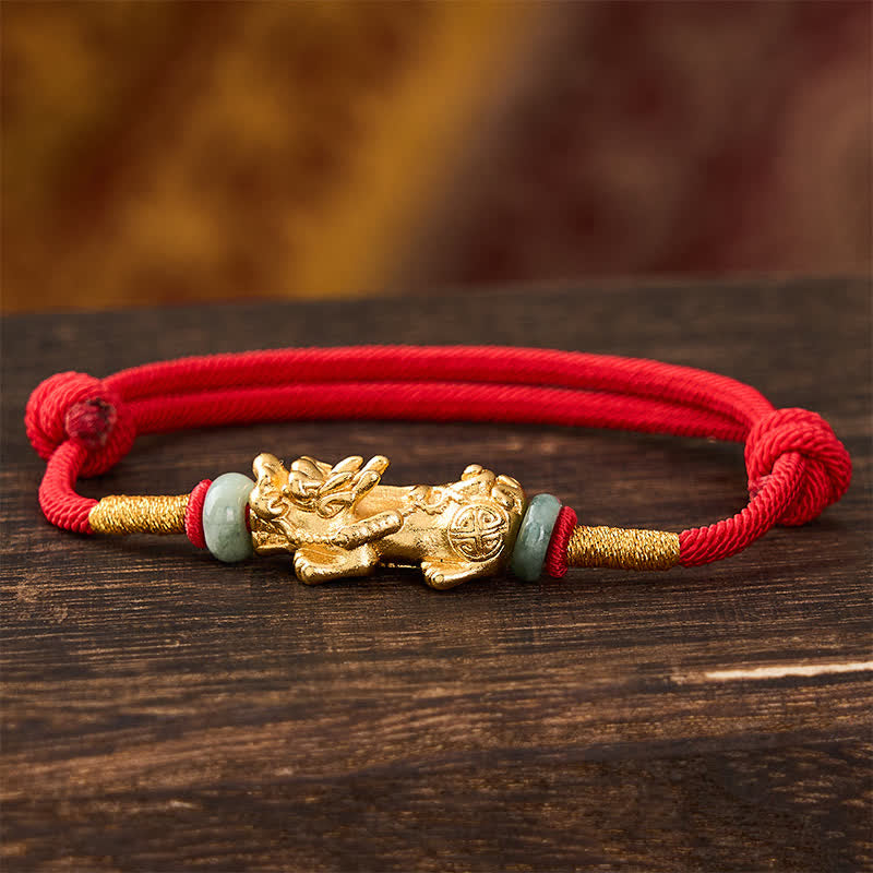 Buddha Stones Bracelet Pi Xiu en cuivre, symbole de richesse, en fil rouge - image 2