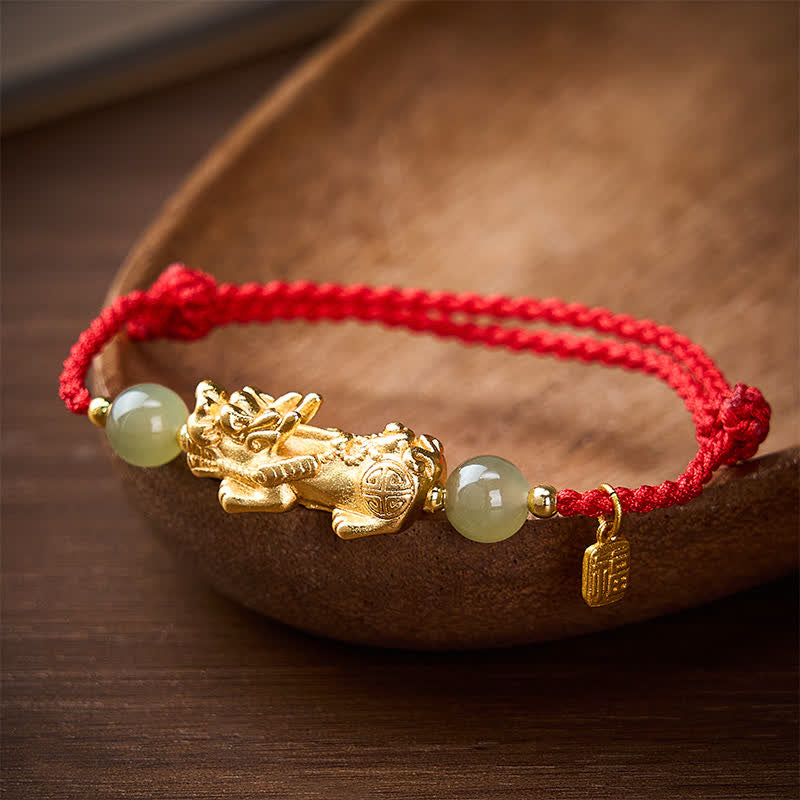 Buddha Stones Bracelet en cuivre Pi Xiu Fu avec fil rouge porte-bonheur - image 1