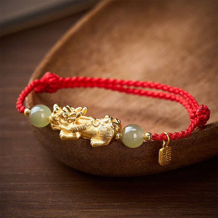 Buddha Stones Bracelet en cuivre Pi Xiu Fu avec fil rouge porte-bonheur - image 1