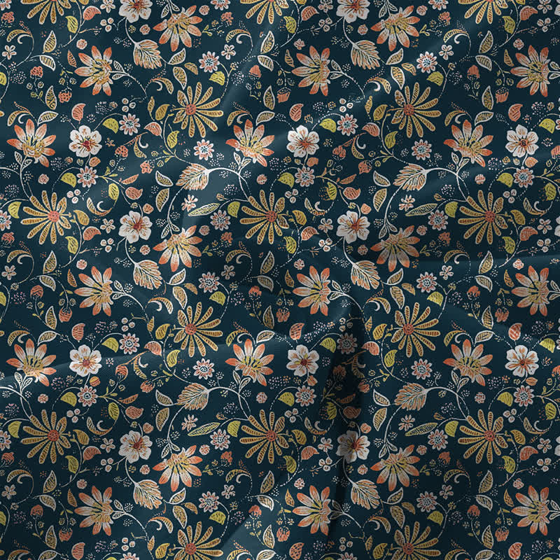 Buddha Stones Robe midi d'été décontractée pour femme, à motif floral vintage à rayures et feuilles, avec poches - image 3