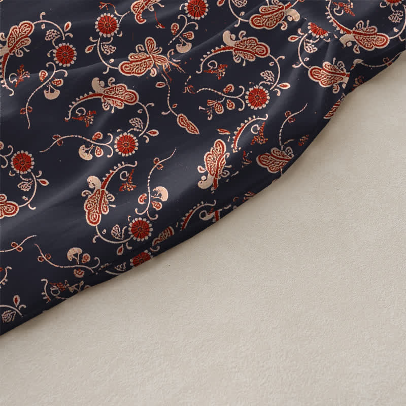 Buddha Stones Robe midi d'été décontractée pour femme, à motif floral vintage et sans manches, avec poches - image 2