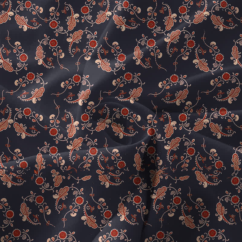 Buddha Stones Robe midi d'été décontractée pour femme, à motif floral vintage et sans manches, avec poches - image 3