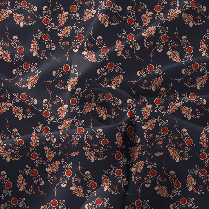 Buddha Stones Robe midi d'été décontractée pour femme, à motif floral vintage et sans manches, avec poches - image 3