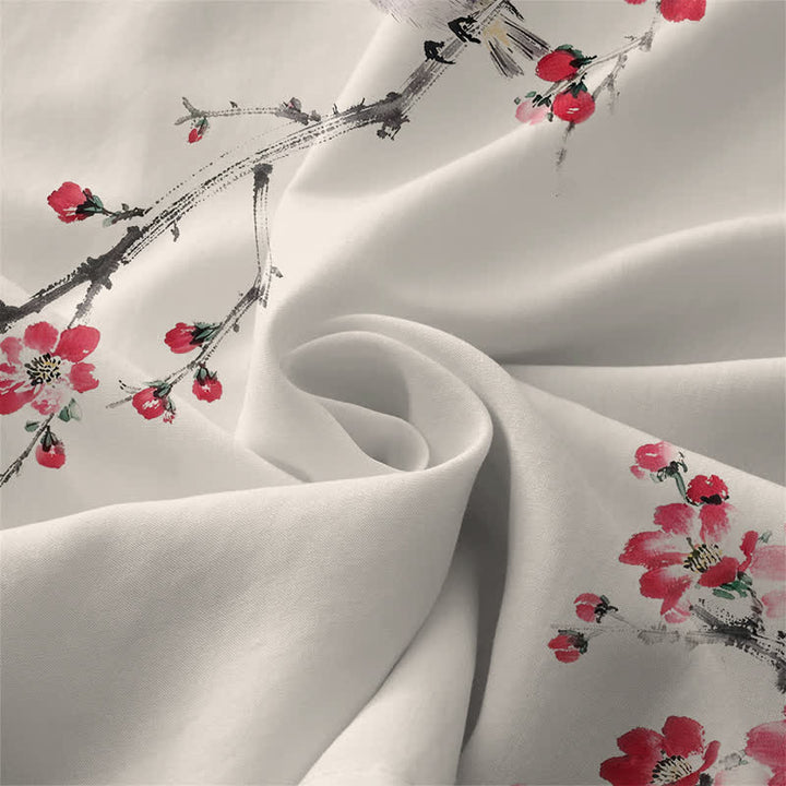 Buddha Stones Robe midi d'été décontractée pour femme, sans manches, à motif de branches fleuries roses, avec poches - image 2