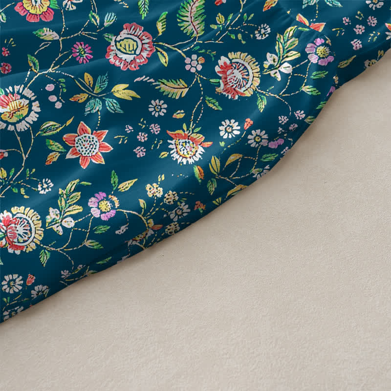Buddha Stones Robe midi d'été décontractée et vintage à motif de feuilles de fleurs sauvages, sans manches et avec poches, pour femme - image 2