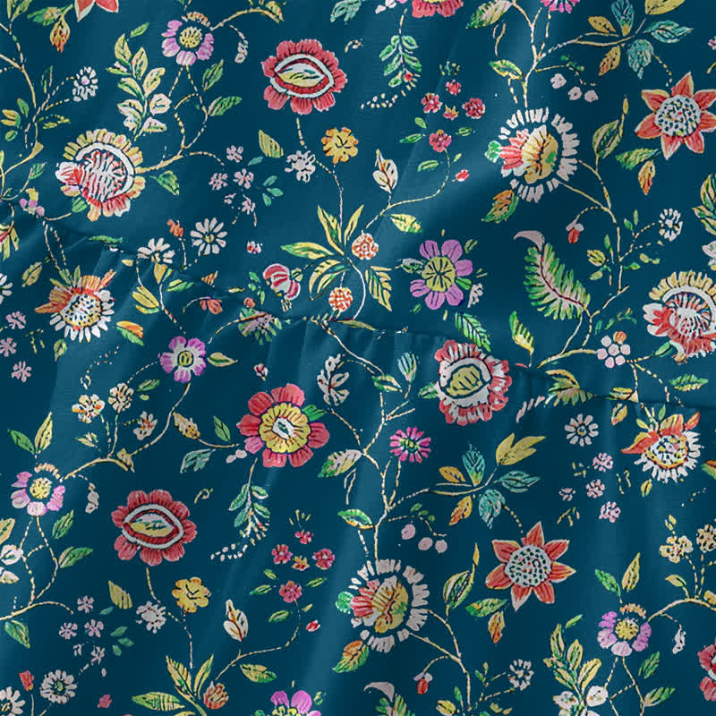 Buddha Stones Robe midi d'été décontractée et vintage à motif de feuilles de fleurs sauvages, sans manches et avec poches, pour femme - image 1