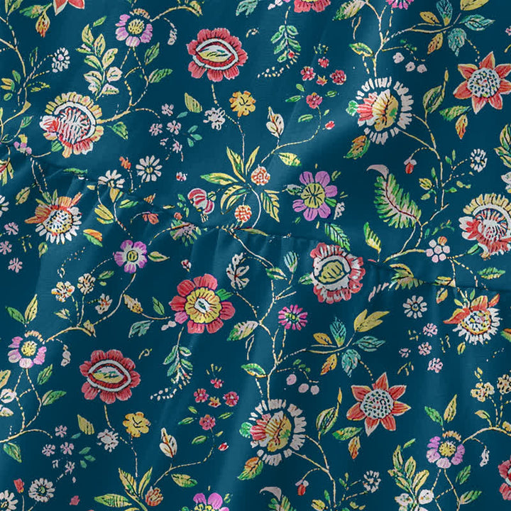 Buddha Stones Robe midi d'été décontractée et vintage à motif de feuilles de fleurs sauvages, sans manches et avec poches, pour femme - image 1