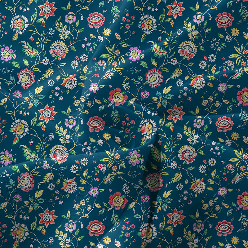 Buddha Stones Robe midi d'été décontractée et vintage à motif de feuilles de fleurs sauvages, sans manches et avec poches, pour femme - image 3