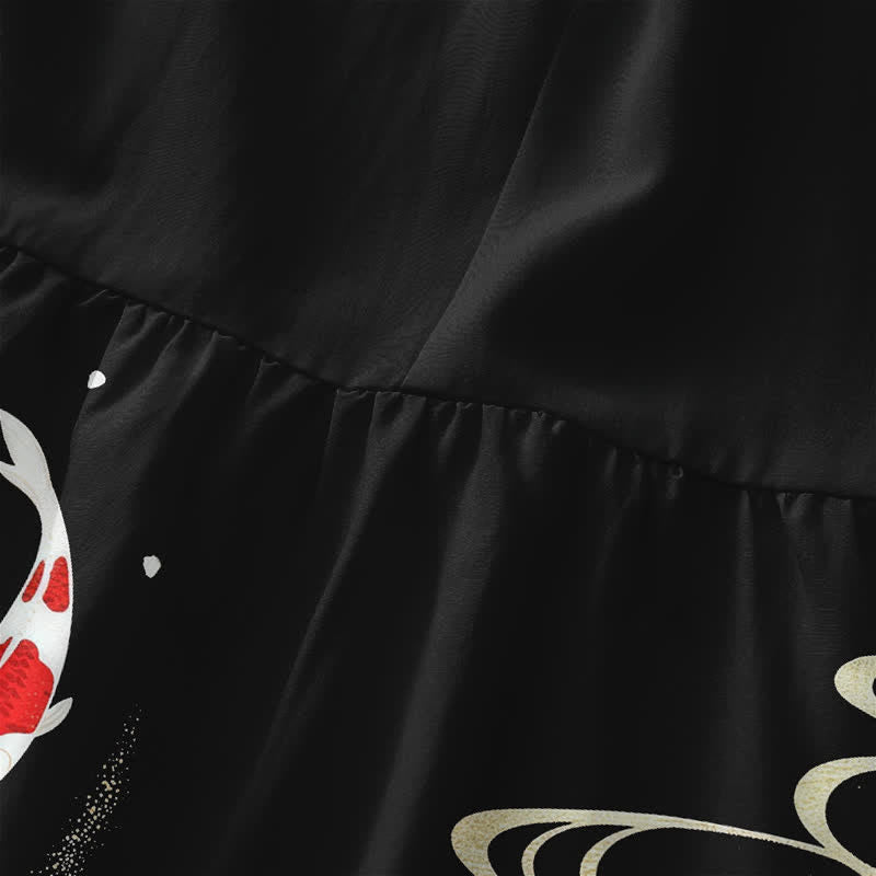 Buddha Stones Robe midi d'été décontractée pour femme, à motif ondulé de carpes koï, avec poches - image 1