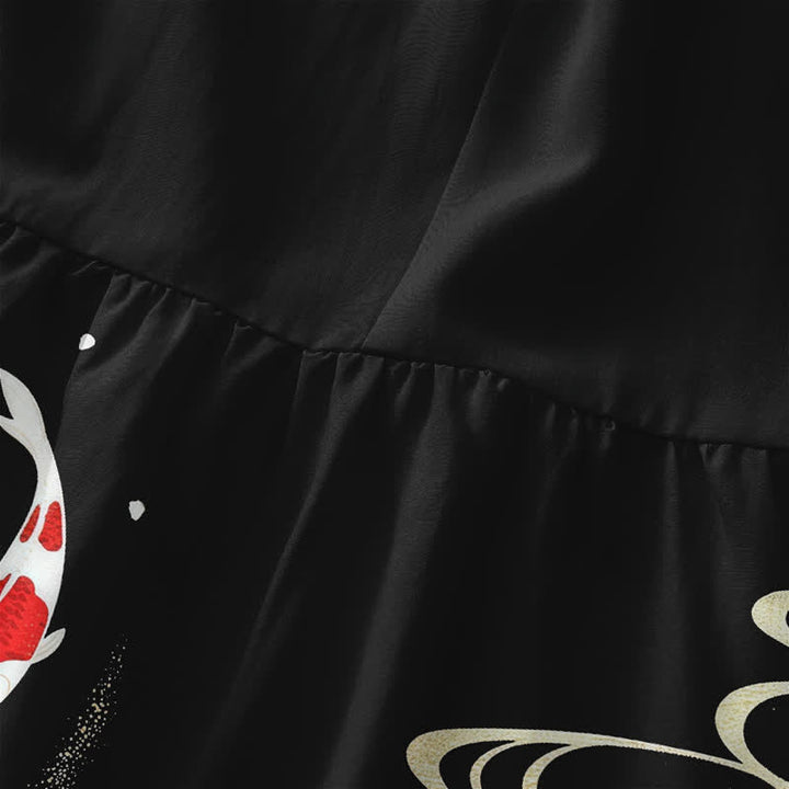 Buddha Stones Robe midi d'été décontractée pour femme, à motif ondulé de carpes koï, avec poches - image 1
