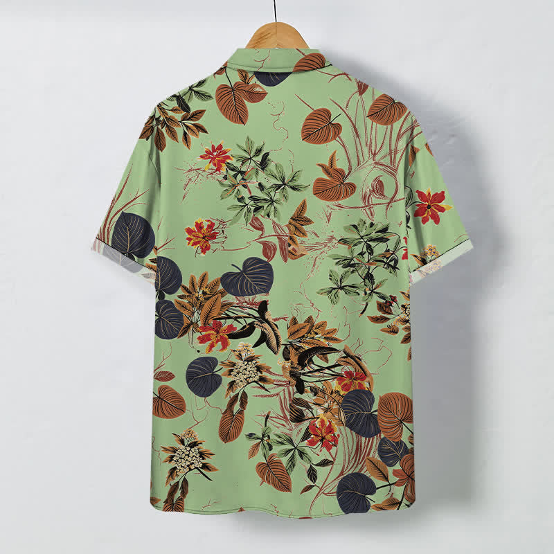 Buddha Stones Chemise à manches courtes respirante pour homme, à boutons et à motif floral tropical - image 6