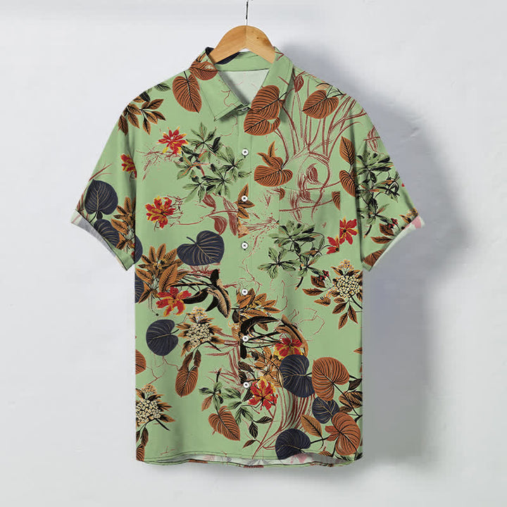 Buddha Stones Chemise à manches courtes respirante pour homme, à boutons et à motif floral tropical - Vert pâle - US/UK/AU48，EU58 (4XL) - image 5