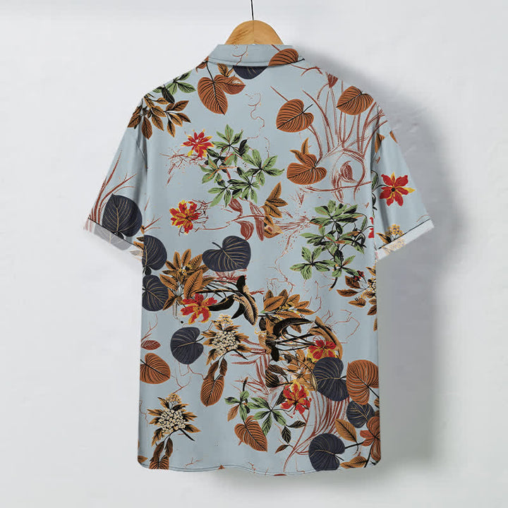 Buddha Stones Chemise à manches courtes respirante pour homme, à boutons et à motif floral tropical - image 8