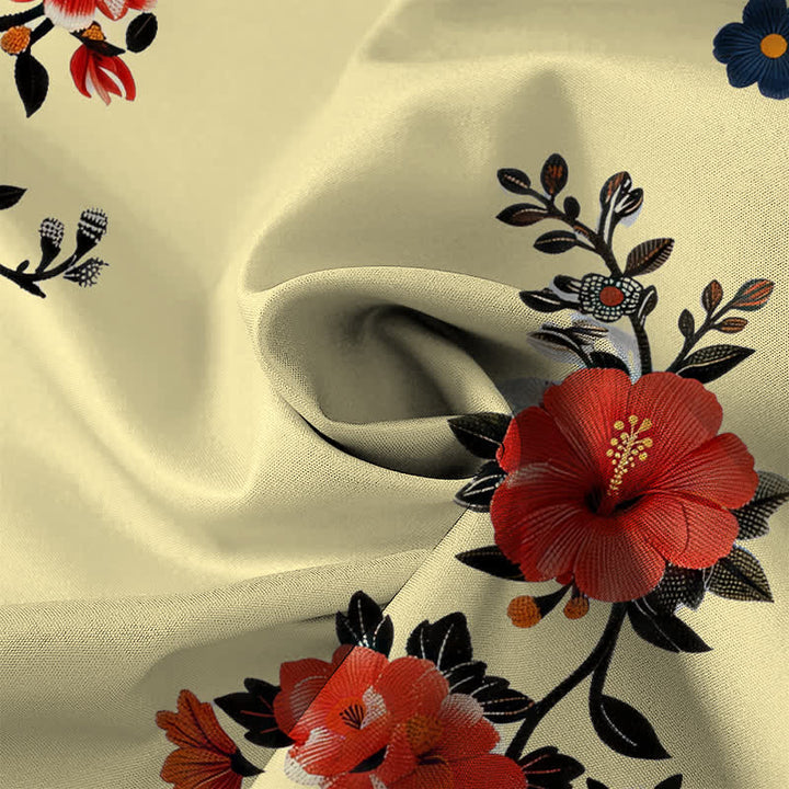 Buddha Stones Chemise à manches courtes respirante pour homme avec boutons à motif de branches de grues en fleurs - image 2