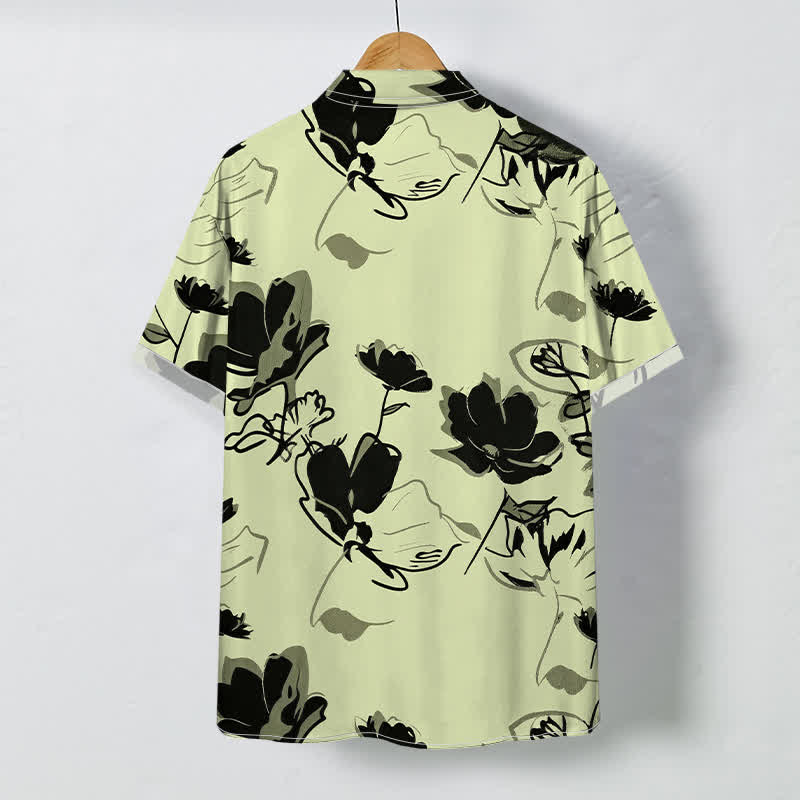 Buddha Stones Chemise à manches courtes respirante pour homme, à boutons et à motif floral abstrait - image 6