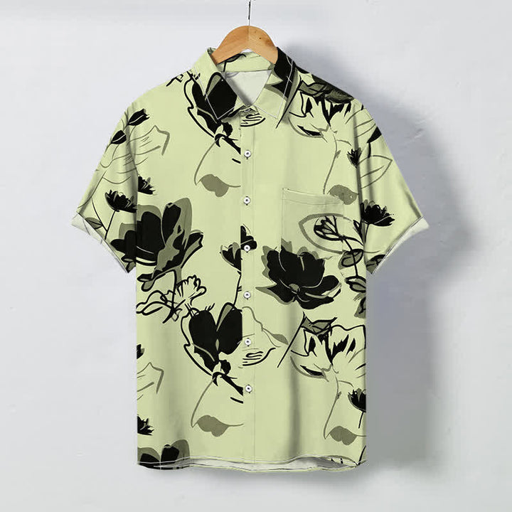 Buddha Stones Chemise à manches courtes respirante pour homme, à boutons et à motif floral abstrait - VertJaune - US/UK/AU48，EU58 (4XL) - image 5