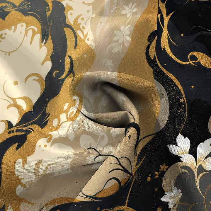 Buddha Stones Chemise à manches courtes respirante pour homme, à boutons et motif floral nuage de dragon doré - image 4