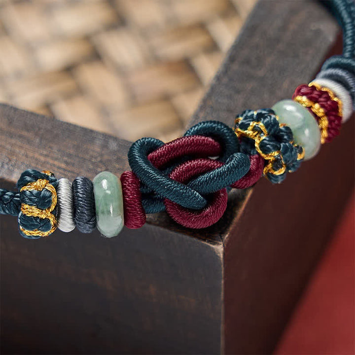Buddha Stones Bracelet en cordon tressé de jade avec nœud en forme de cœur, tissé à la main, porte-bonheur - image 19