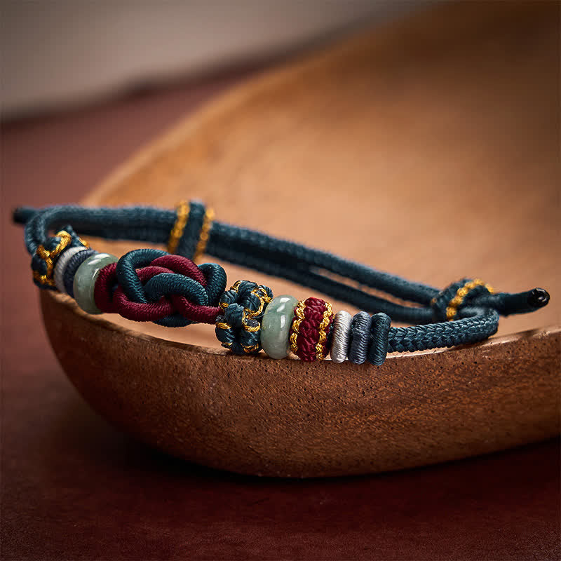 Buddha Stones Bracelet en cordon tressé de jade avec nœud en forme de cœur, tissé à la main, porte-bonheur - image 17