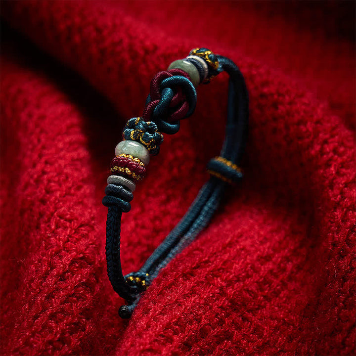 Buddha Stones Bracelet en cordon tressé de jade avec nœud en forme de cœur, tissé à la main, porte-bonheur - image 18