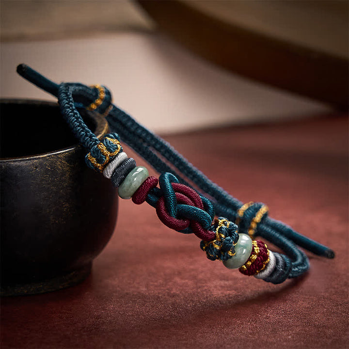 Buddha Stones Bracelet en cordon tressé de jade avec nœud en forme de cœur, tissé à la main, porte-bonheur - image 16