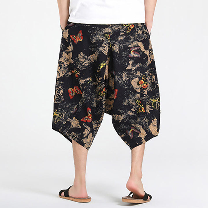Buddha Stones Pantalon Capri bohème décontracté d'été à cordon de serrage et motif géométrique abstrait, style sarouel, avec poches - image 27
