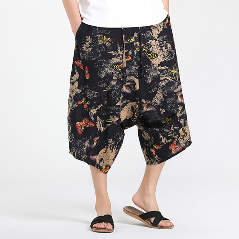 Buddha Stones Pantalon Capri bohème décontracté d'été à cordon de serrage et motif géométrique abstrait, style sarouel, avec poches - image 25