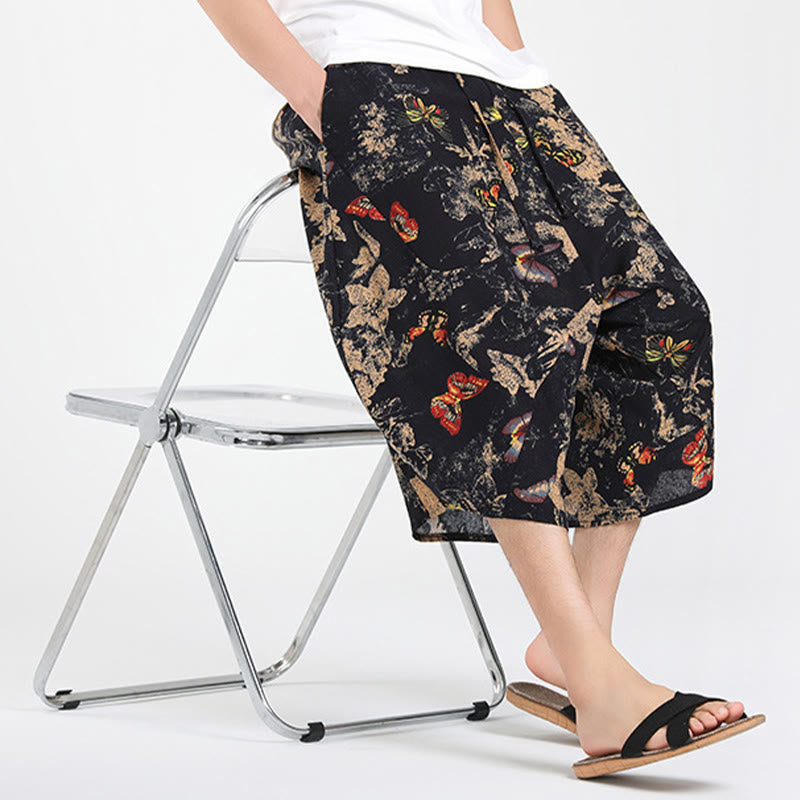 Buddha Stones Pantalon Capri bohème décontracté d'été à cordon de serrage et motif géométrique abstrait, style sarouel, avec poches - image 30
