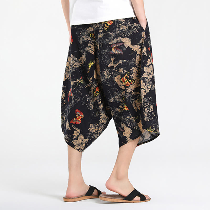 Buddha Stones Pantalon Capri bohème décontracté d'été à cordon de serrage et motif géométrique abstrait, style sarouel, avec poches - image 28