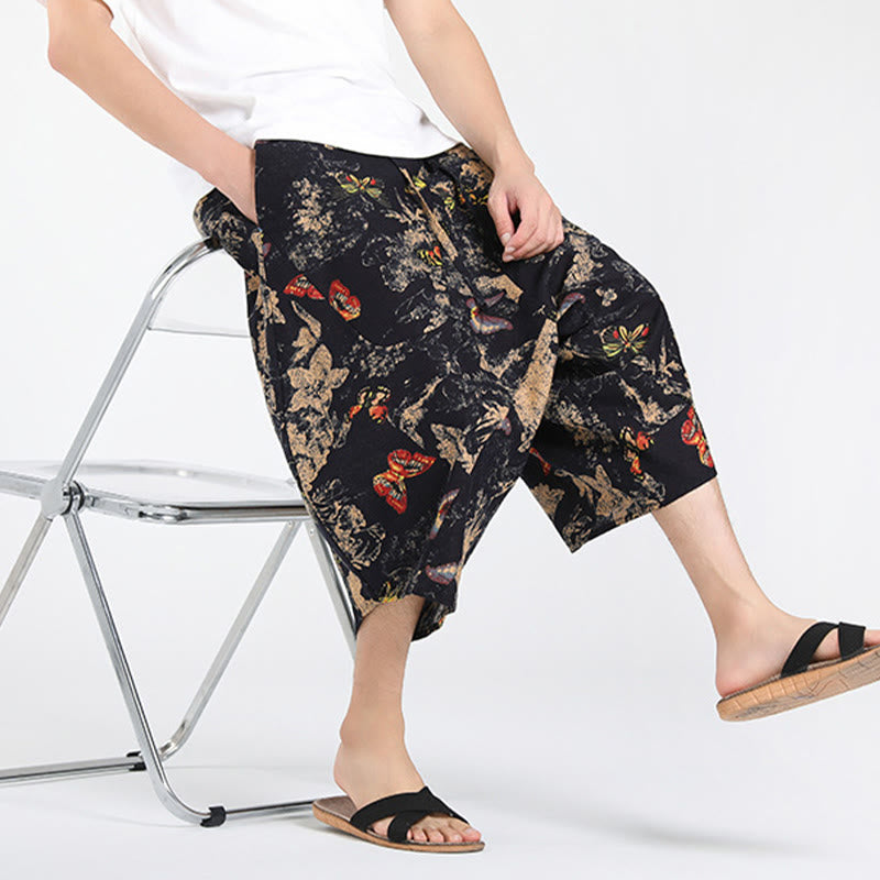 Buddha Stones Pantalon Capri bohème décontracté d'été à cordon de serrage et motif géométrique abstrait, style sarouel, avec poches - image 31