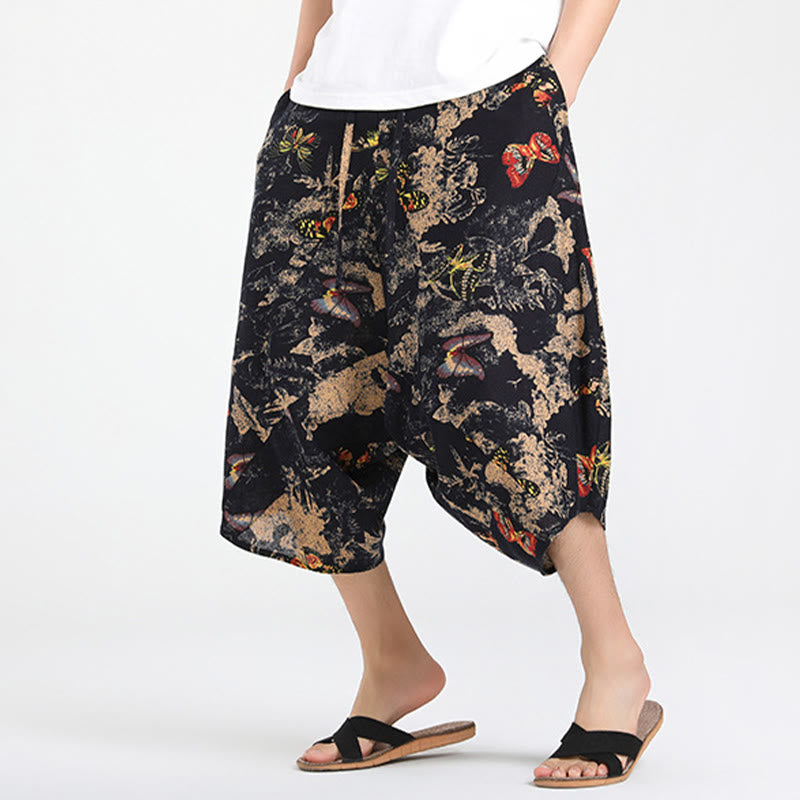 Buddha Stones Pantalon Capri bohème décontracté d'été à cordon de serrage et motif géométrique abstrait, style sarouel, avec poches - image 29
