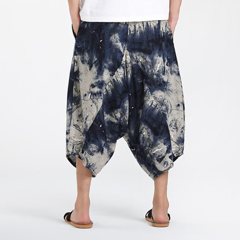 Buddha Stones Pantalon Capri bohème décontracté d'été à cordon de serrage et motif géométrique abstrait, style sarouel, avec poches - image 35