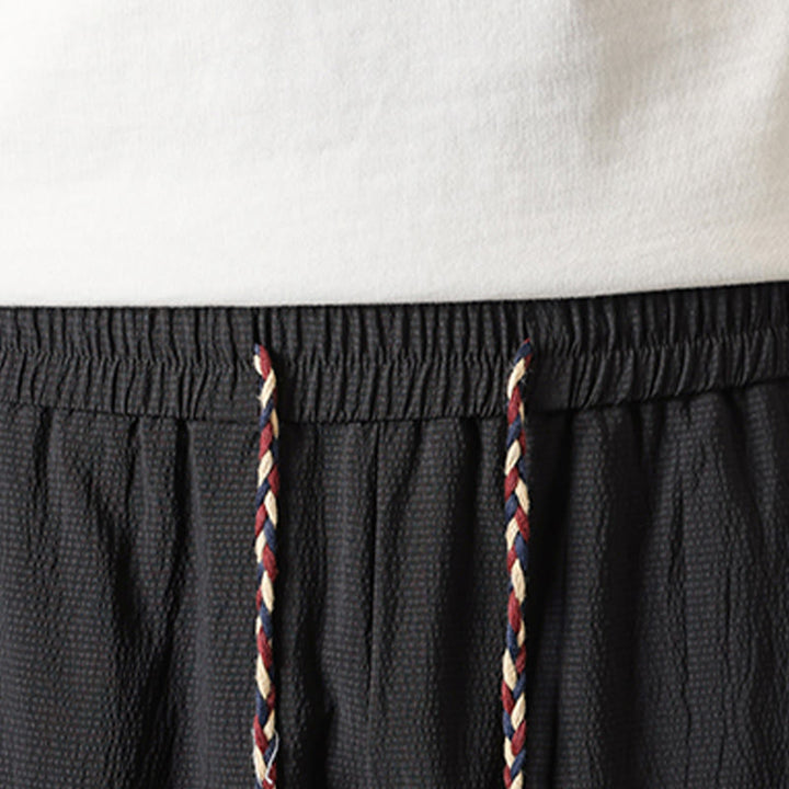 Buddha Stones Pantalon mi-long d'été décontracté à cordon de serrage, imprimé bambou, avec poches, style Tang, coupe droite et cordon de serrage. - image 5