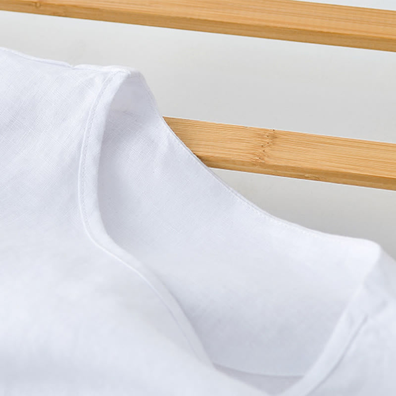 Buddha Stones T-shirts d'été minimalistes à col rond pour hommes, manches courtes et poche plaquée - image 9