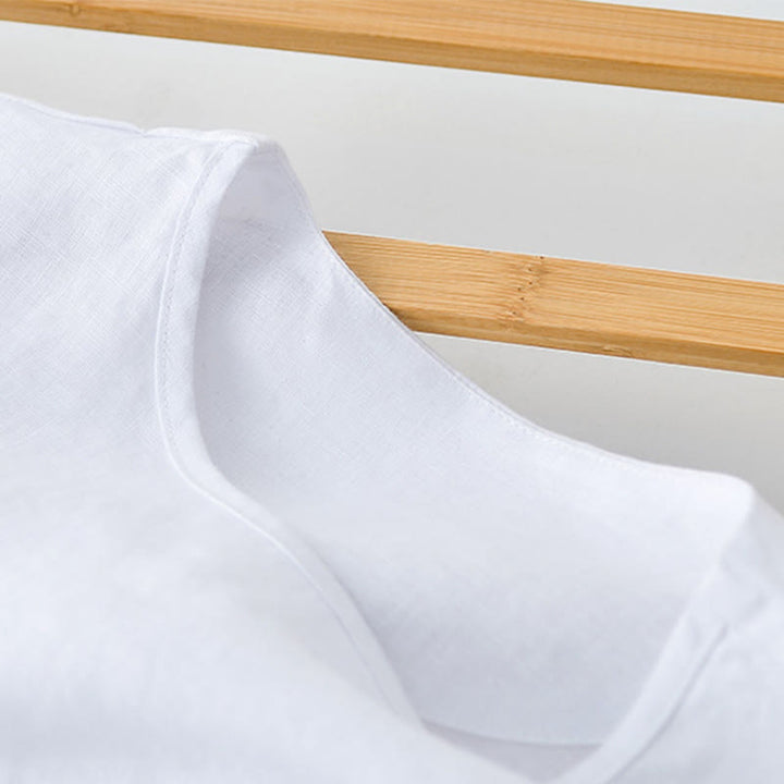 Buddha Stones T-shirts d'été minimalistes à col rond pour hommes, manches courtes et poche plaquée - image 9