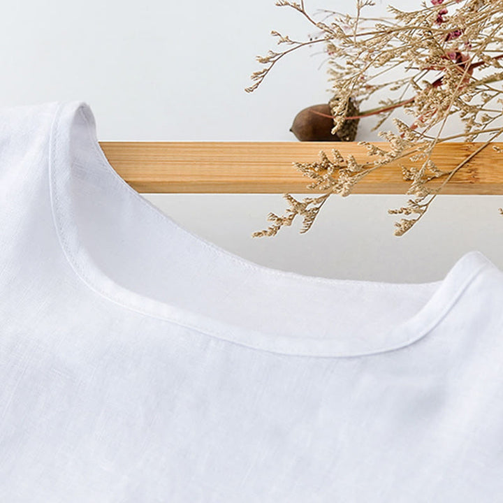 Buddha Stones T-shirts d'été minimalistes à col rond pour hommes, manches courtes et poche plaquée - image 10