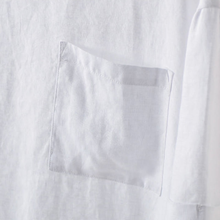 Buddha Stones T-shirts d'été minimalistes à col rond pour hommes, manches courtes et poche plaquée - image 13