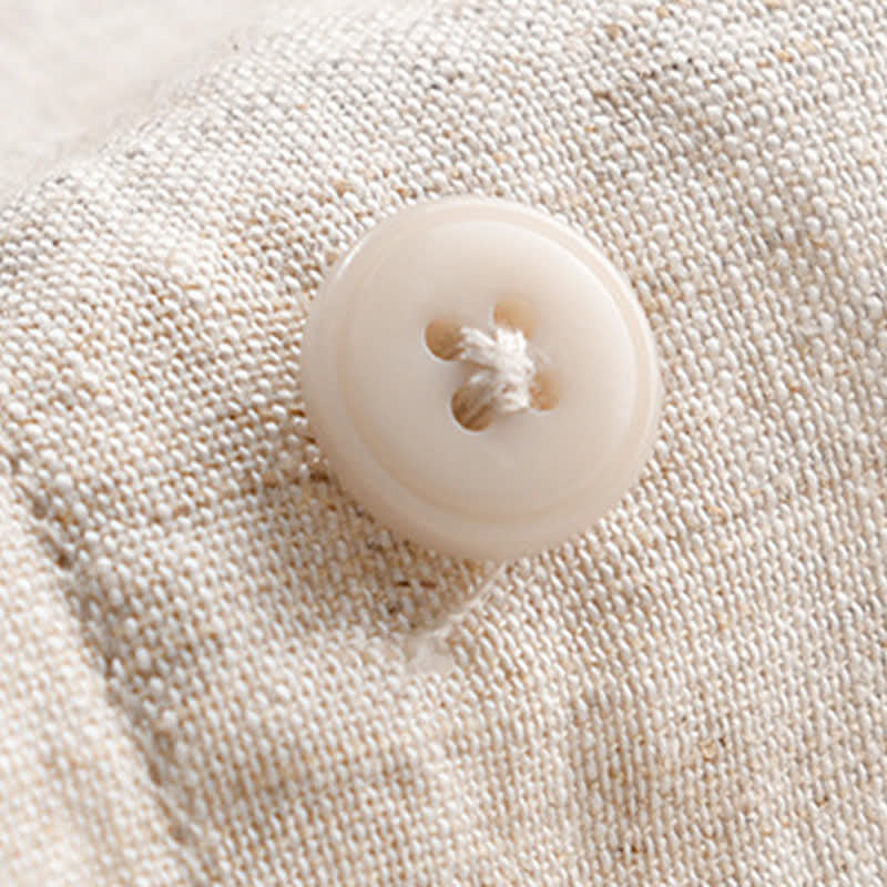 Buddha Stones Chemises d'été minimalistes décontractées à manches courtes pour hommes, col montant et manches courtes, unies, boutonnées - image 13