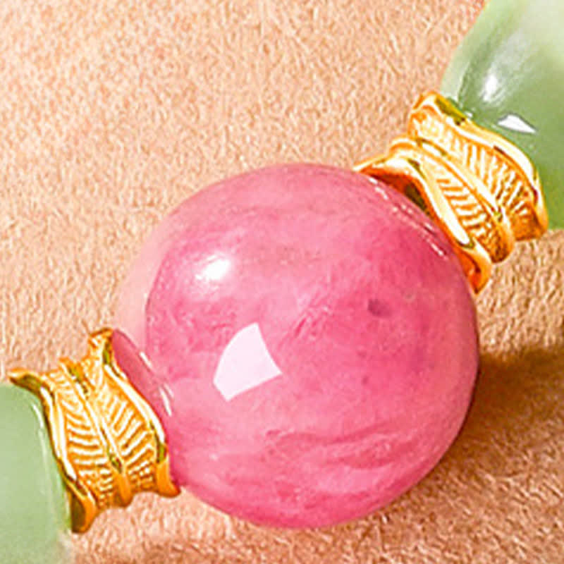 Buddha Stones Bracelet Jade Porte-Bonheur en perles rondes de rhodonite - image 9