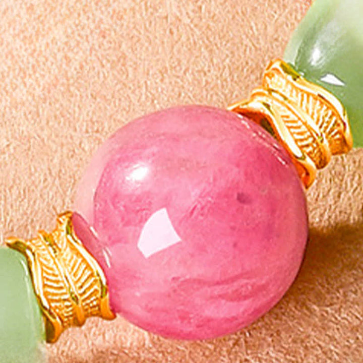 Buddha Stones Bracelet Jade Porte-Bonheur en perles rondes de rhodonite - image 9