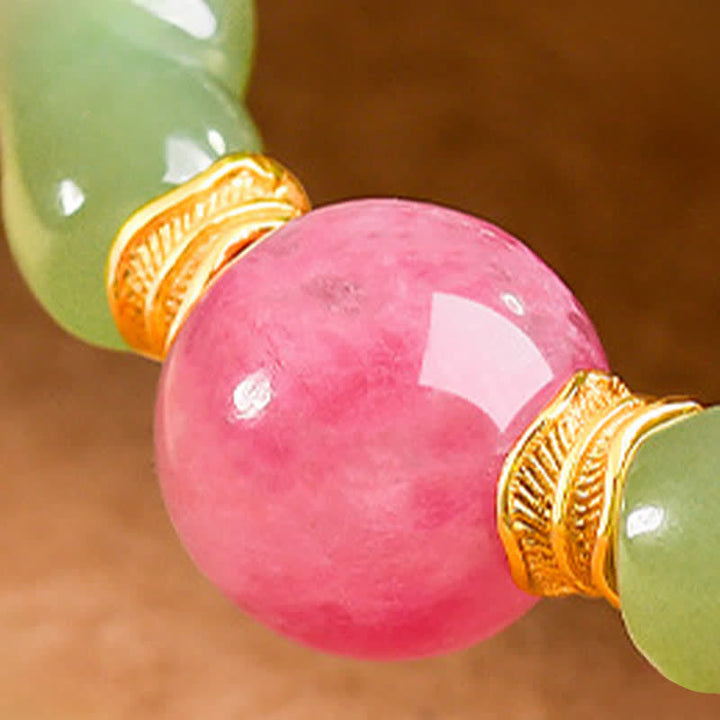 Buddha Stones Bracelet Jade Porte-Bonheur en perles rondes de rhodonite - image 8