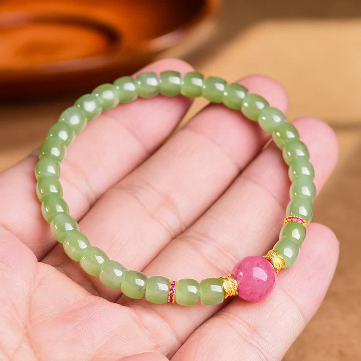 Buddha Stones Bracelet Jade Porte-Bonheur en perles rondes de rhodonite - image 7
