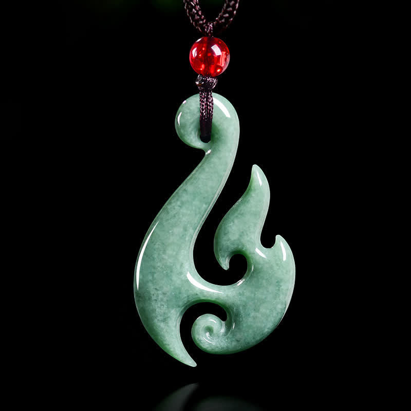 Buddha Stones Collier pendentif spirale en jade naturel abondance - Jade naturel (la couleur peut varier) - 40,5*4,5*23,5 mm - image 0